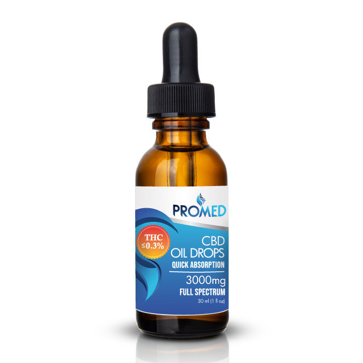 Full Spectrum CBD Oil Drops 3000mg - Safe, Effective & Easy Way to Consume CBD - ProMED CBD