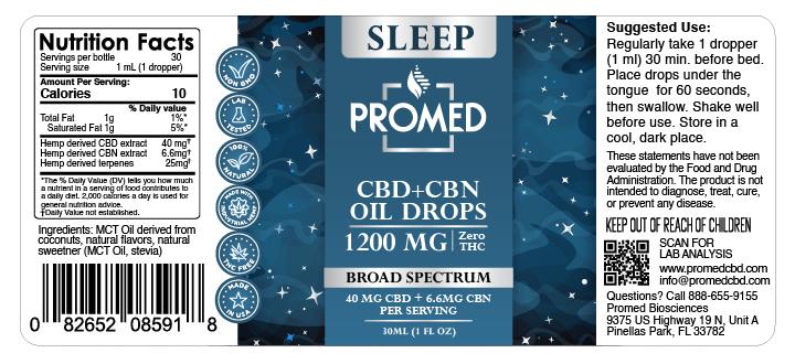 Sleep CBD Oil Drops for Sleep Support - 1200mg.